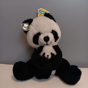 Vintage 1978 Dakin Plush Panda Bear Momma & Baby 11" Tall w  Original Tags